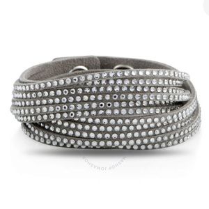 Swarovski Slake Grey 2 in 1 Suede Wrap Bracelet